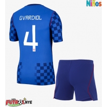 Camiseta Croacia Josko Gvardiol #4 Visitante Equipación para niños Mundial 2026 manga corta (+ pantalones cortos)
